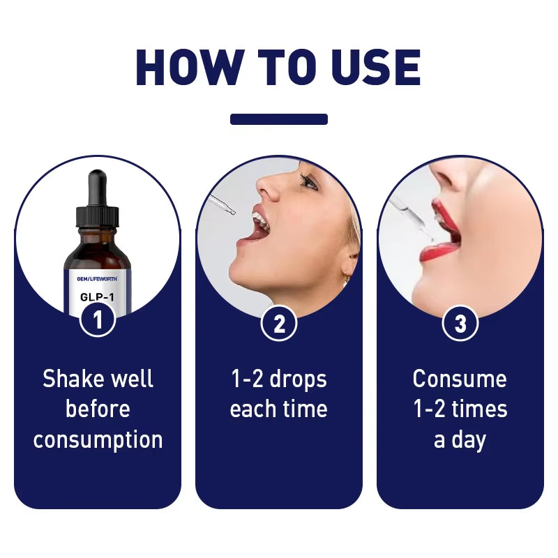 Lifeworth OEM GLP-1 Liquid Drops Supplement Supports Metabolic Gut & Digestive Health Immune & Energy for Adults